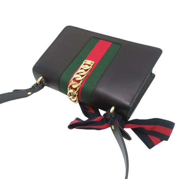 GUCCI Black Leather Sylvie Shoulder Bag - Picture 4 of 9